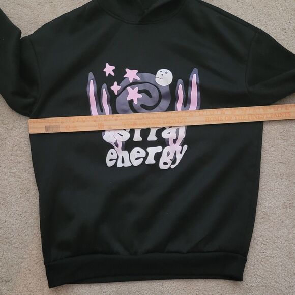 Shein Hoodie Adult Size S Black Astra Energy Grapic Print Pullover - Picture 9 of 13
